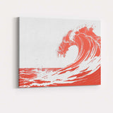 Coral Ocean Wave Minimal Coastal Illustration Canvas Wall Art Print Decor Picture Ready to Hang