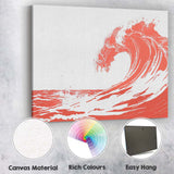 Coral Ocean Wave Minimal Coastal Illustration Canvas Wall Art Print Decor Picture Ready to Hang