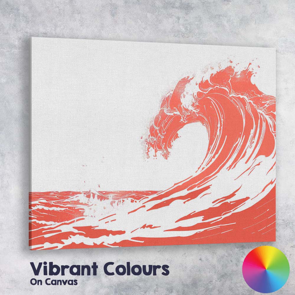 Coral Ocean Wave Minimal Coastal Illustration Canvas Wall Art Print Decor Picture Ready to Hang