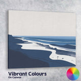 Modern Blue Coastal Shoreline Ocean Landscape Minimalist Beach Canvas Wall Art Print Decor Picture Ready to Hang