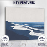 Modern Blue Coastal Shoreline Ocean Landscape Minimalist Beach Canvas Wall Art Print Decor Picture Ready to Hang