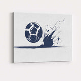 Dynamic Football Splash Sports Illustration Blue Monochrome Canvas Wall Art Print Decor Picture Ready to Hang