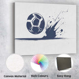 Dynamic Football Splash Sports Illustration Blue Monochrome Canvas Wall Art Print Decor Picture Ready to Hang