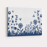 Wildflower Meadow Bees Botanical Silhouette Nature Illustration Canvas Wall Art Print Decor Picture Ready to Hang