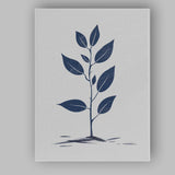 Indigo Minimalist Young Plant Botanical Illustration Canvas Wall Art Print Decor Picture Ready to Hang