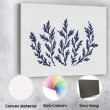 Dark Navy Seaweed Botanical Coastal Silhouette Illustration Canvas Wall Art Print Decor Picture Ready to Hang