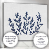 Dark Navy Seaweed Botanical Coastal Silhouette Illustration Canvas Wall Art Print Decor Picture Ready to Hang