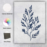 Navy Blue Organic Foliage Botanical Branch Illustration Canvas Wall Art Print Decor Picture Ready to Hang