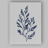 Navy Blue Organic Foliage Botanical Branch Illustration Canvas Wall Art Print Decor Picture Ready to Hang
