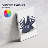 Dark Blue Sea Anemone Marine Life Minimalist Illustration Canvas Wall Art Print Decor Picture Ready to Hang