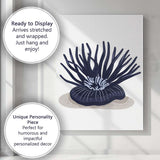 Dark Blue Sea Anemone Marine Life Minimalist Illustration Canvas Wall Art Print Decor Picture Ready to Hang