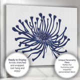 Navy Blue Abstract Coral Flower Botanical Illustration Canvas Wall Art Print Decor Picture Ready to Hang