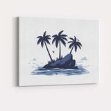 Tropical Palm Island Ocean Landscape Minimalist Illustration Canvas Wall Art Print Decor Picture Ready to Hang