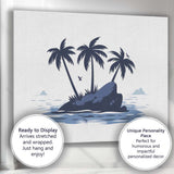 Tropical Palm Island Ocean Landscape Minimalist Illustration Canvas Wall Art Print Decor Picture Ready to Hang