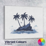 Tropical Palm Island Ocean Landscape Minimalist Illustration Canvas Wall Art Print Decor Picture Ready to Hang