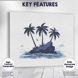 Tropical Palm Island Ocean Landscape Minimalist Illustration Canvas Wall Art Print Decor Picture Ready to Hang