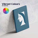 Minimalist Blue Female Portrait Abstract Face Line Art Canvas Wall Art Print Decor Picture Ready to Hang