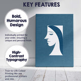 Minimalist Blue Female Portrait Abstract Face Line Art Canvas Wall Art Print Decor Picture Ready to Hang
