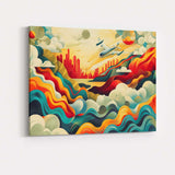 Modern Abstract City Skyline Airplane Landscape Illustration Canvas Wall Art Print Decor Picture Ready to Hang