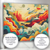 Modern Abstract City Skyline Airplane Landscape Illustration Canvas Wall Art Print Decor Picture Ready to Hang