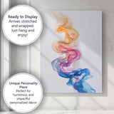 Abstract Flowing Colourful Smoke Ribbon Digital Art Canvas Wall Art Print Decor Picture Ready to Hang
