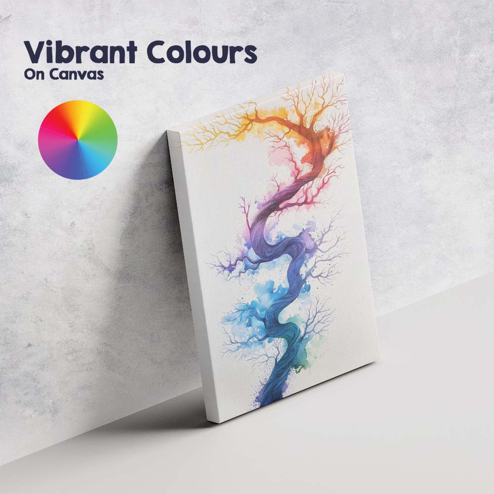 Rainbow Watercolour Twisting Tree Abstract Nature Illustration Canvas Wall Art Print Decor Picture Ready to Hang