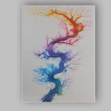 Rainbow Watercolour Twisting Tree Abstract Nature Illustration Canvas Wall Art Print Decor Picture Ready to Hang