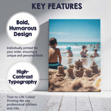 Summer Beach Sandcastle Family Holiday Coastal Photography Canvas Wall Art Print Decor Picture Ready to Hang