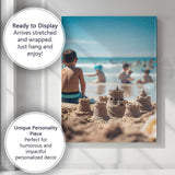 Summer Beach Sandcastle Family Holiday Coastal Photography Canvas Wall Art Print Decor Picture Ready to Hang