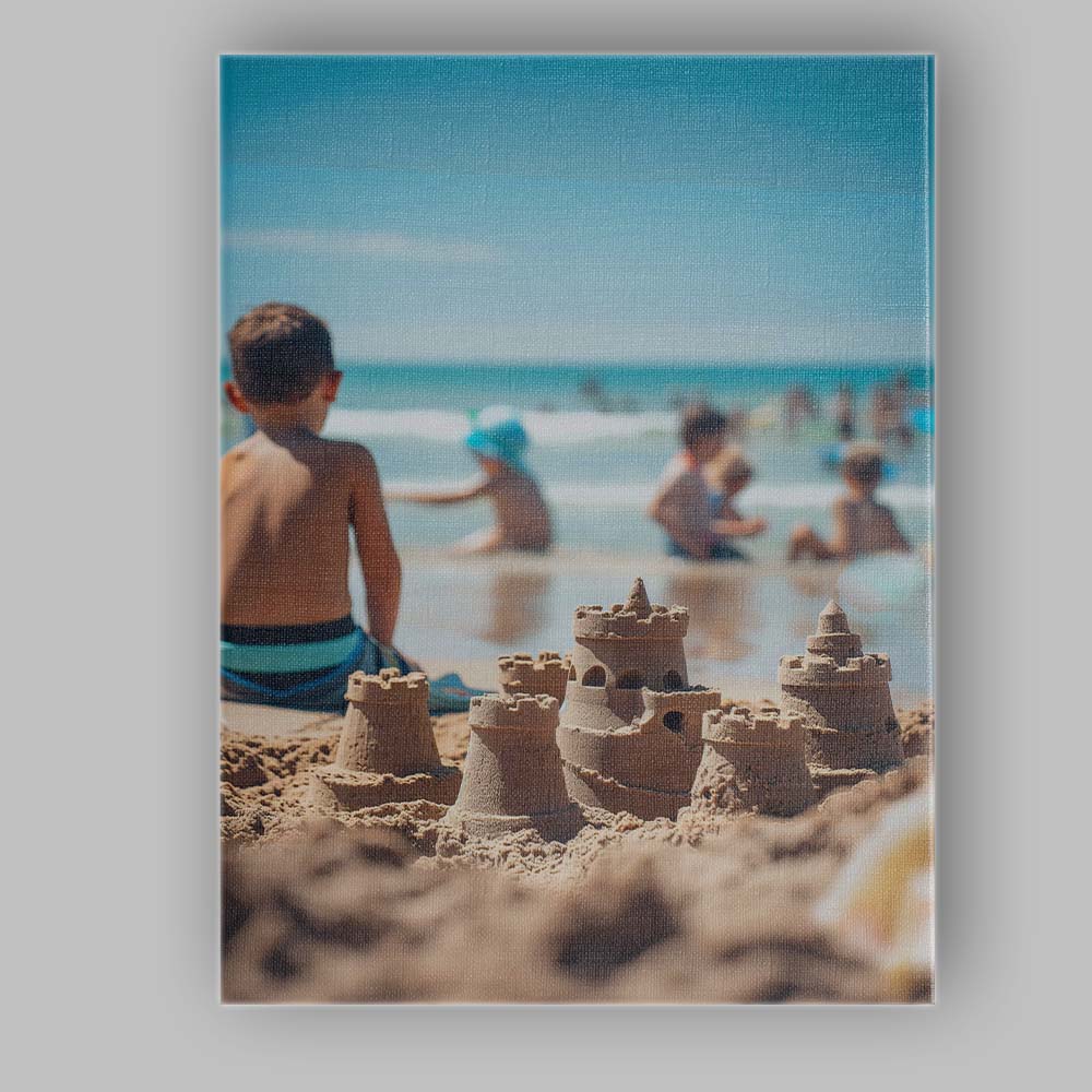 Summer Beach Sandcastle Family Holiday Coastal Photography Canvas Wall Art Print Decor Picture Ready to Hang