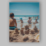 Summer Beach Sandcastle Family Holiday Coastal Photography Canvas Wall Art Print Decor Picture Ready to Hang