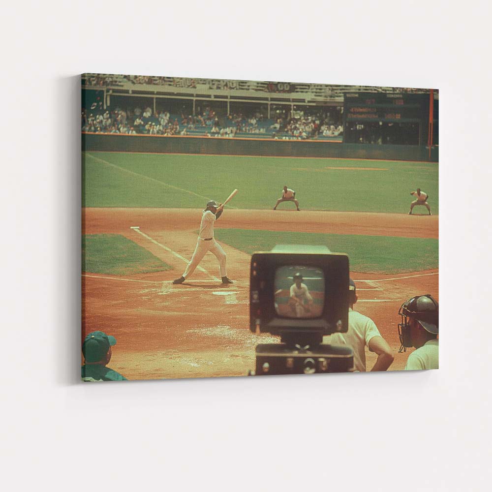 Retro Baseball Match Television Broadcast Sports Photography Canvas Wall Art Print Decor Picture Ready to Hang