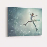 Elegant Figure Skater Winter Ice Dance Illustration Canvas Wall Art Print Decor Picture Ready to Hang