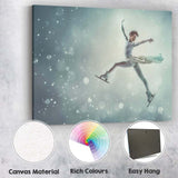 Elegant Figure Skater Winter Ice Dance Illustration Canvas Wall Art Print Decor Picture Ready to Hang