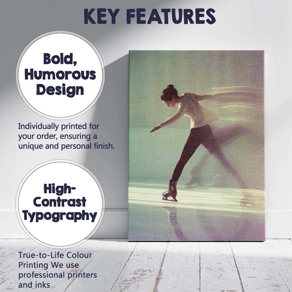 Elegant Figure Skater Motion Blur Contemporary Sports Portrait Canvas Wall Art Print Decor Picture Ready to Hang