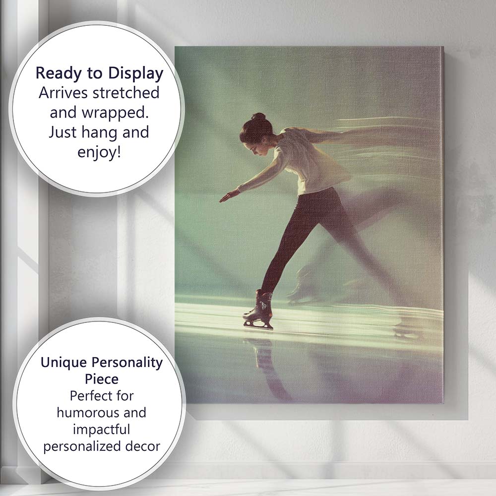 Elegant Figure Skater Motion Blur Contemporary Sports Portrait Canvas Wall Art Print Decor Picture Ready to Hang