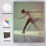 Elegant Figure Skater Motion Blur Contemporary Sports Portrait Canvas Wall Art Print Decor Picture Ready to Hang