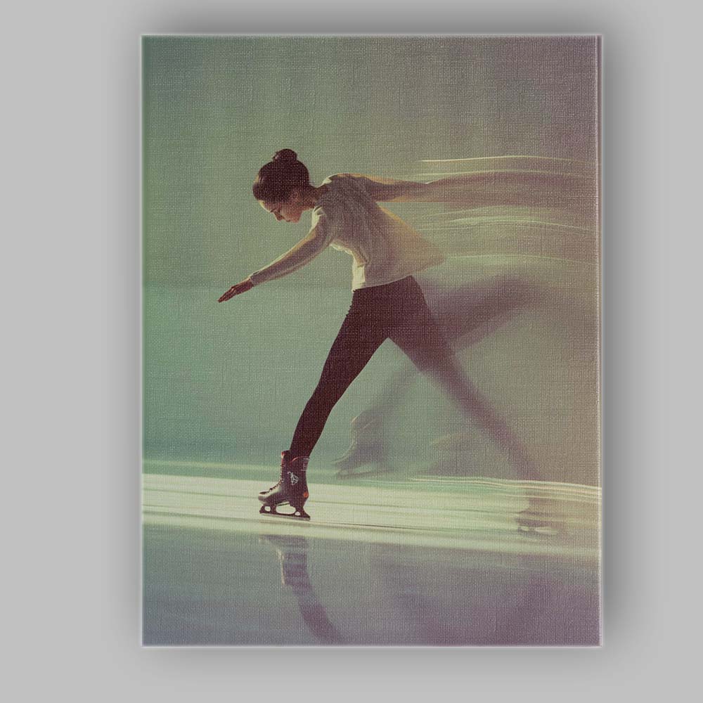 Elegant Figure Skater Motion Blur Contemporary Sports Portrait Canvas Wall Art Print Decor Picture Ready to Hang