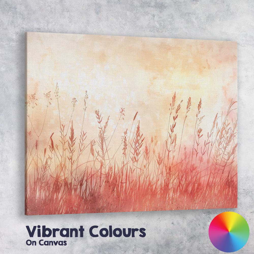 Blush Pink Wildflower Meadow Watercolour Botanical Landscape Canvas Wall Art Print Decor Picture Ready to Hang