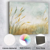 Golden Reed Meadow Misty Watercolour Landscape Canvas Wall Art Print Decor Picture Ready to Hang
