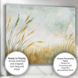 Golden Reed Meadow Misty Watercolour Landscape Canvas Wall Art Print Decor Picture Ready to Hang