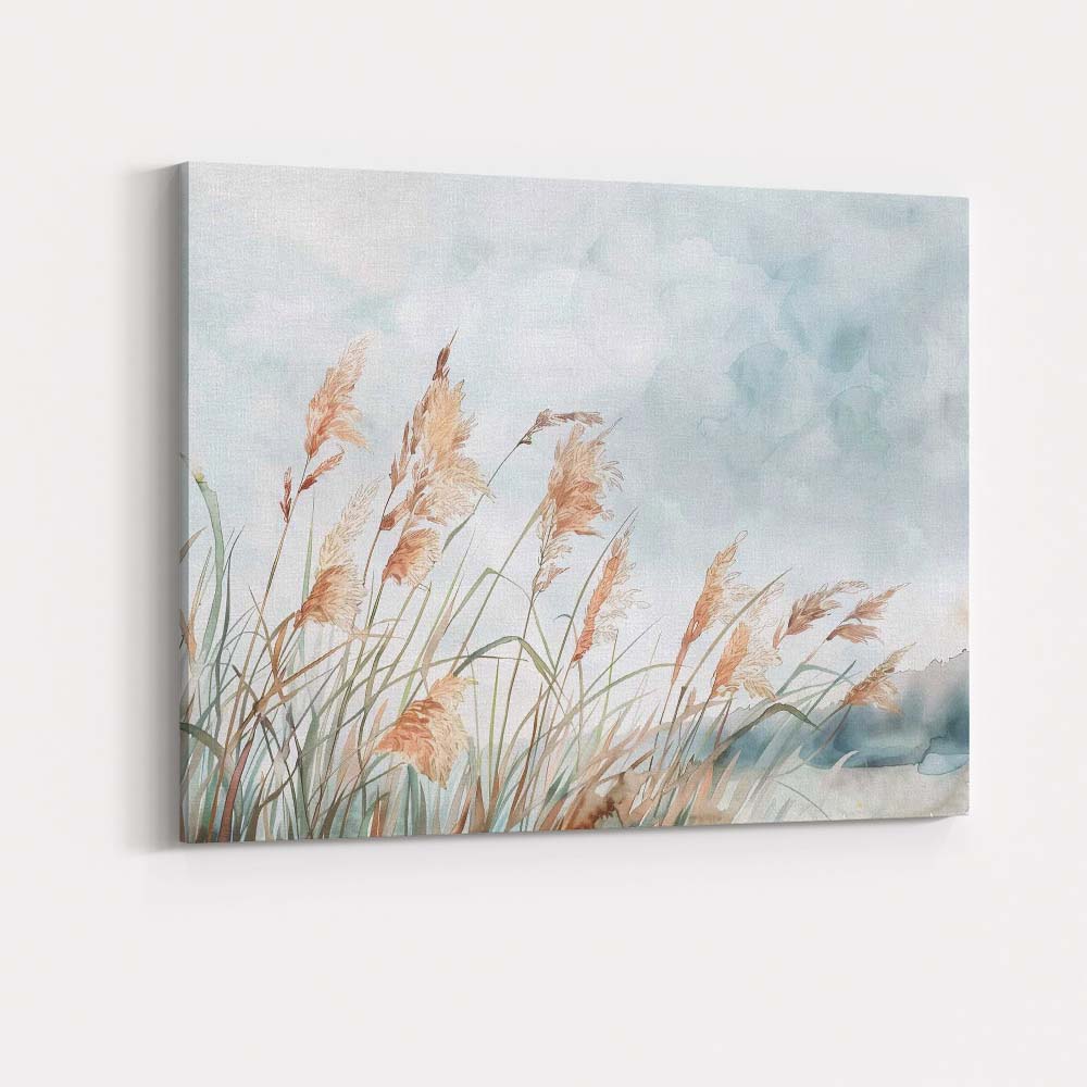 Delicate Pampas Grass Watercolour Botanical Landscape Canvas Wall Art Print Decor Picture Ready to Hang