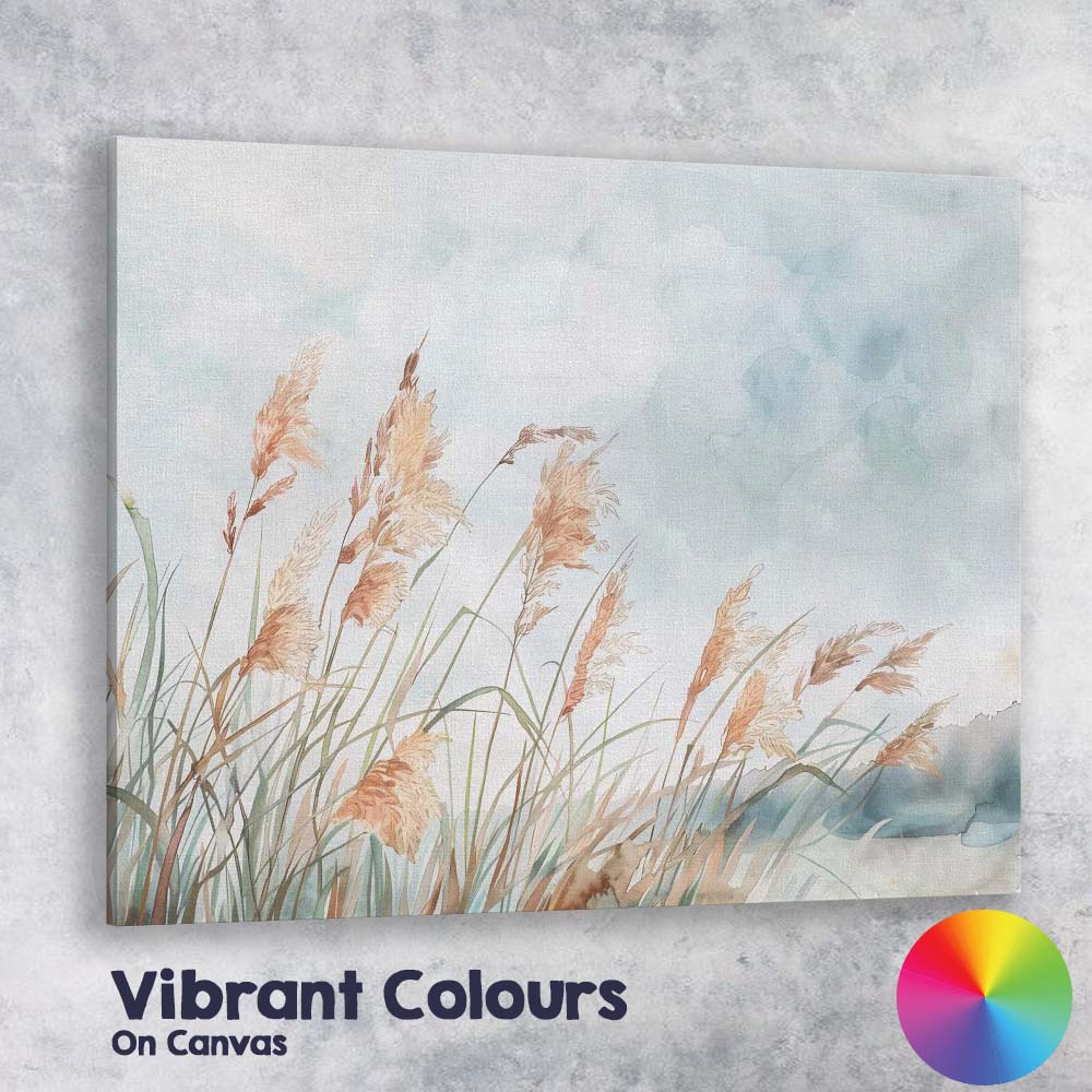 Delicate Pampas Grass Watercolour Botanical Landscape Canvas Wall Art Print Decor Picture Ready to Hang
