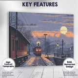 Snowy Village Railway Moonlight Winter Landscape Canvas Wall Art Print Decor Picture Ready to Hang
