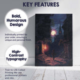 Moonlit Old Town Street Fantasy Nightscape Canvas Wall Art Print Decor Picture Ready to Hang