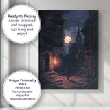 Moonlit Old Town Street Fantasy Nightscape Canvas Wall Art Print Decor Picture Ready to Hang