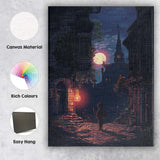 Moonlit Old Town Street Fantasy Nightscape Canvas Wall Art Print Decor Picture Ready to Hang
