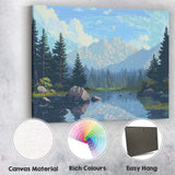 Snow Capped Mountain Lake Evergreen Forest Landscape Canvas Wall Art Print Decor Picture Ready to Hang