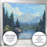 Snow Capped Mountain Lake Evergreen Forest Landscape Canvas Wall Art Print Decor Picture Ready to Hang