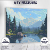 Snow Capped Mountain Lake Evergreen Forest Landscape Canvas Wall Art Print Decor Picture Ready to Hang